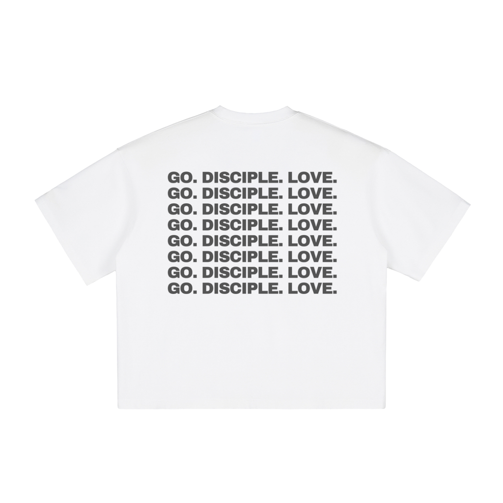 GO. DISCIPLE. LOVE. - White Boxy T-Shirt
