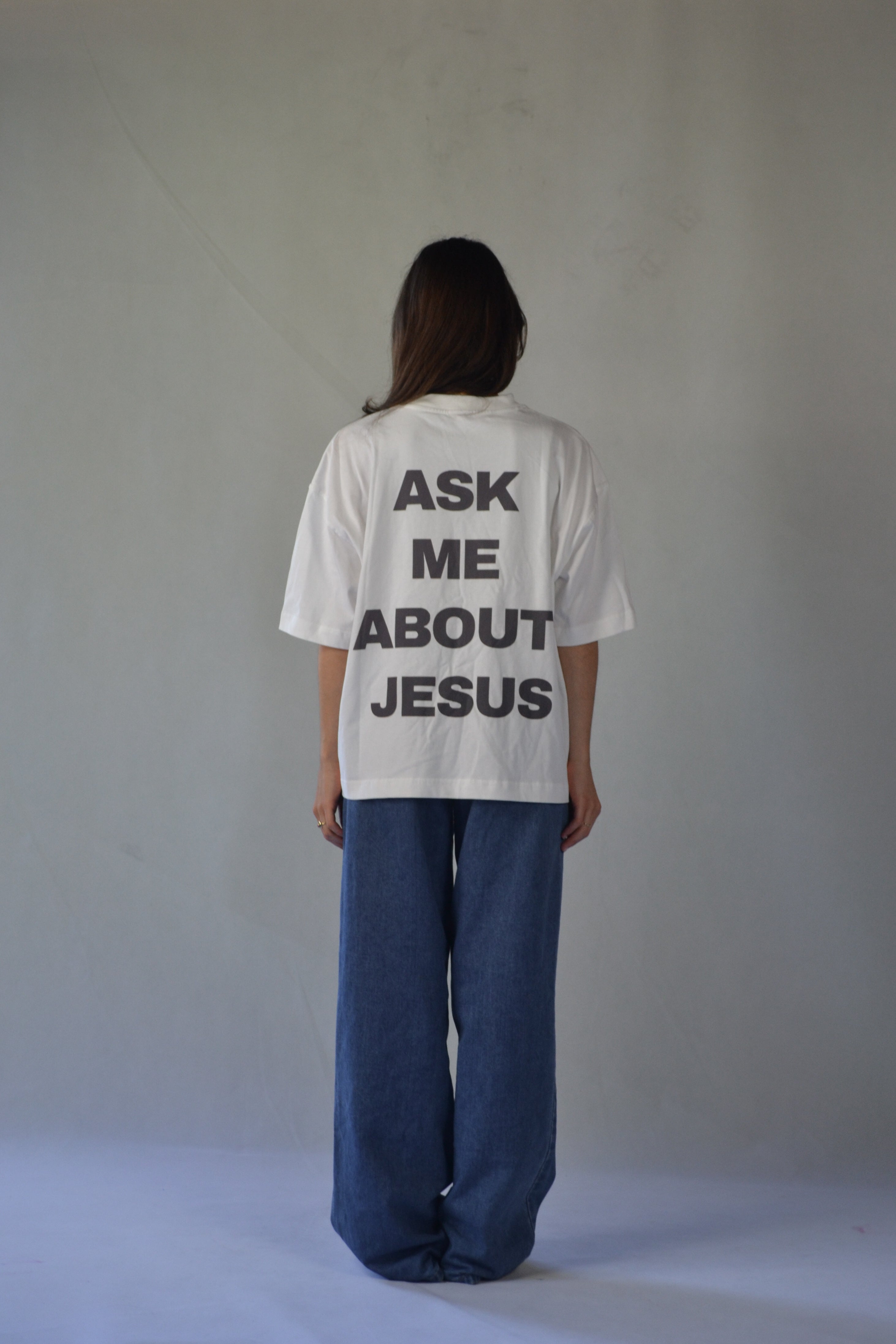 ASK ME ABOUT JESUS - Black Boxy T-Shirt