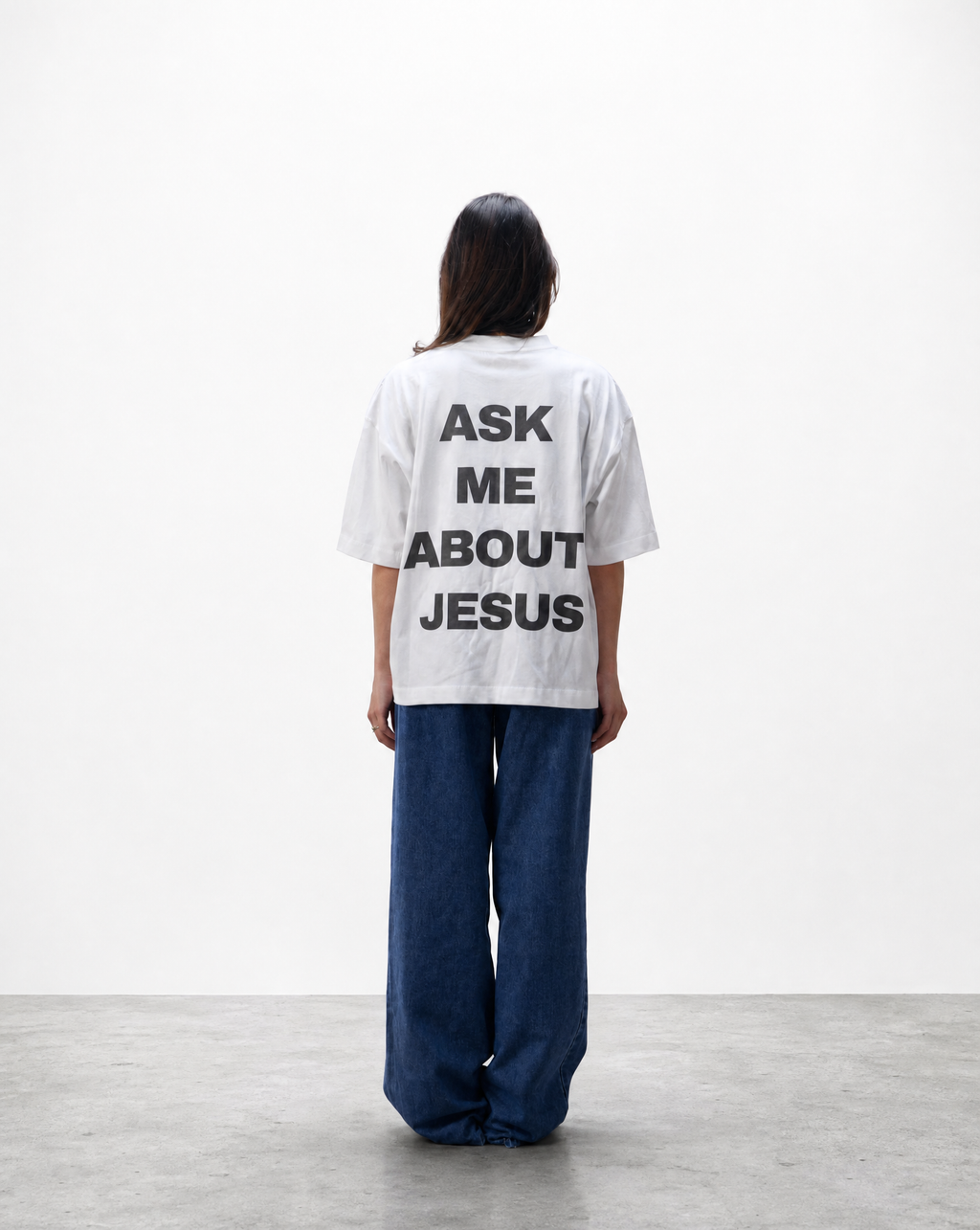 ASK ME ABOUT JESUS - White Boxy T-Shirt