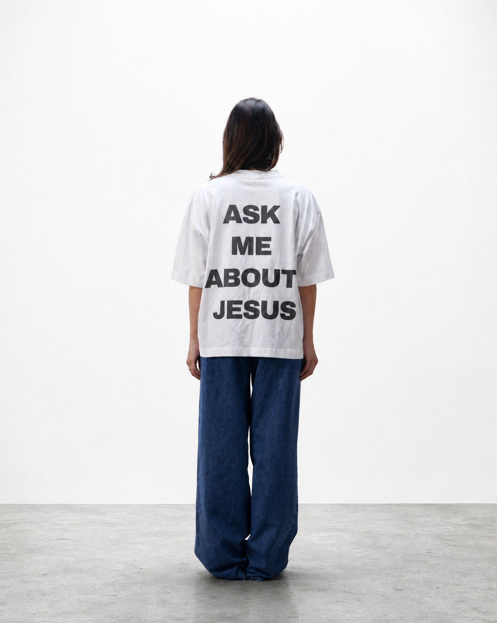 ASK ME ABOUT JESUS - White Boxy T-Shirt