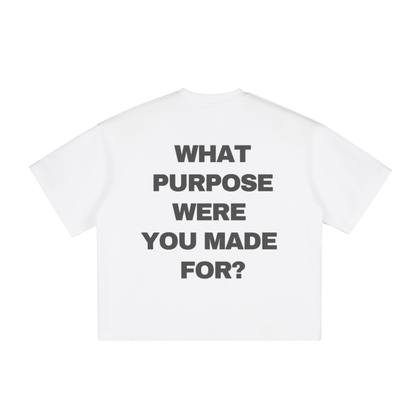 WHAT PURPOSE WERE YOU MADE FOR? - White Boxy T-Shirt